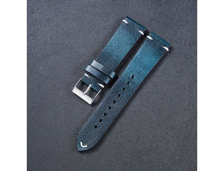 HB001 Correa de reloj inteligente que cambia de color de cuero con cera de aceite retro universal, Talla: 20 mm (azul)