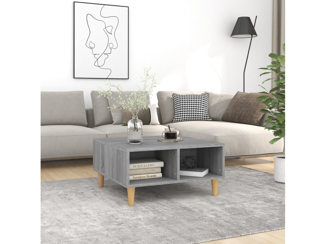 Mesa de Centro de Apoyo 60X60X30 Cm Aglomerado Color Sonoma Gris
