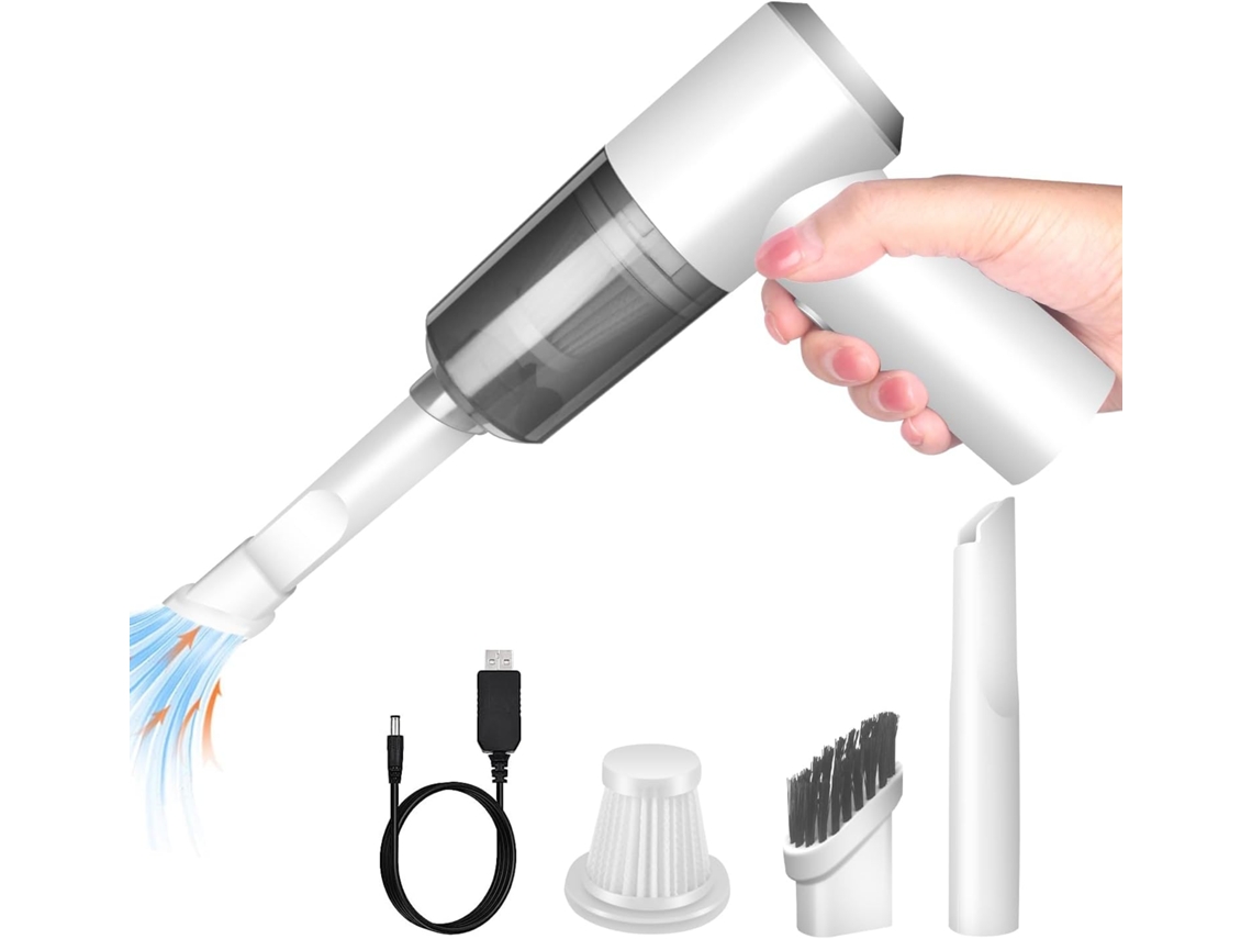 Aspiradora portátil inalámbrica recargable de alta potencia Zruxe TX108 para coche (blanca)