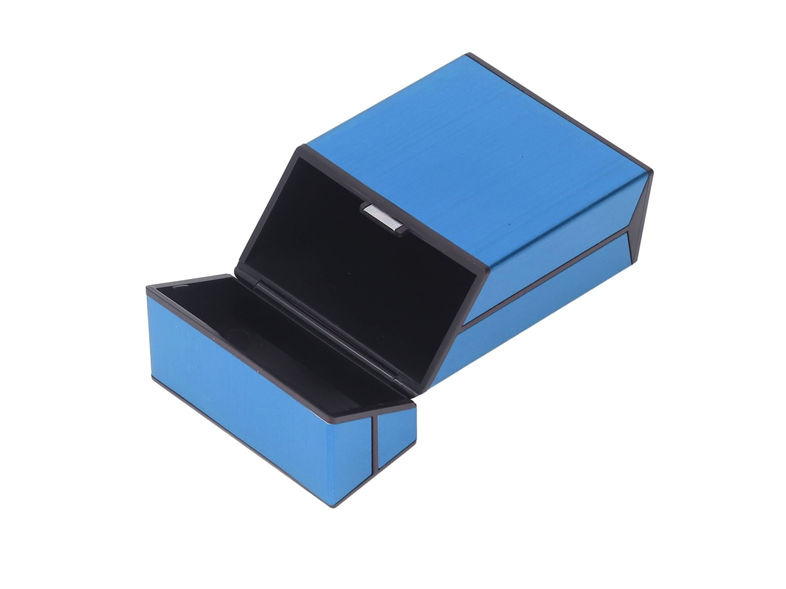 Estuche Magnético Para Cigarrillos Con Tapa Abatible, Aleación De Aluminio, Capacidad Para 20 Cigarrillos, Para Hombres Y Mujeres, Color Azul.