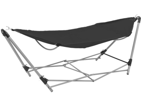 vidaXL Hamaca con soporte plegable negra