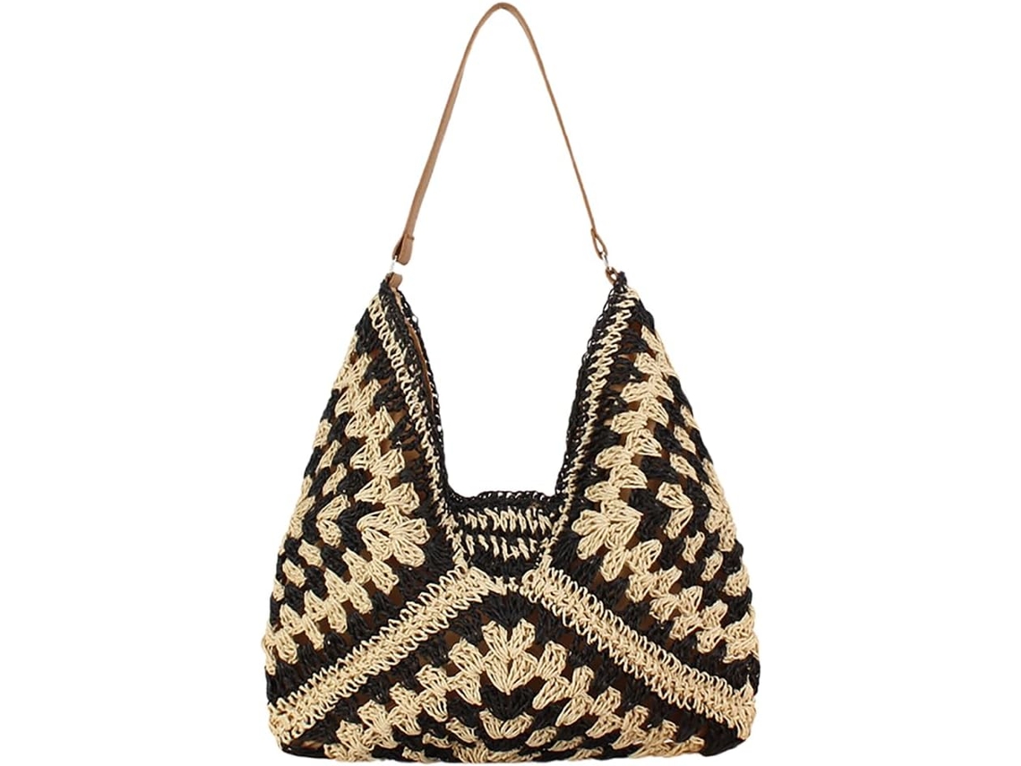 Bolsa De Ombro Feminina Em Tecido Trançado, Ideal Para Praia, Viagens, Passeios Casuais E Estilo Hobo.