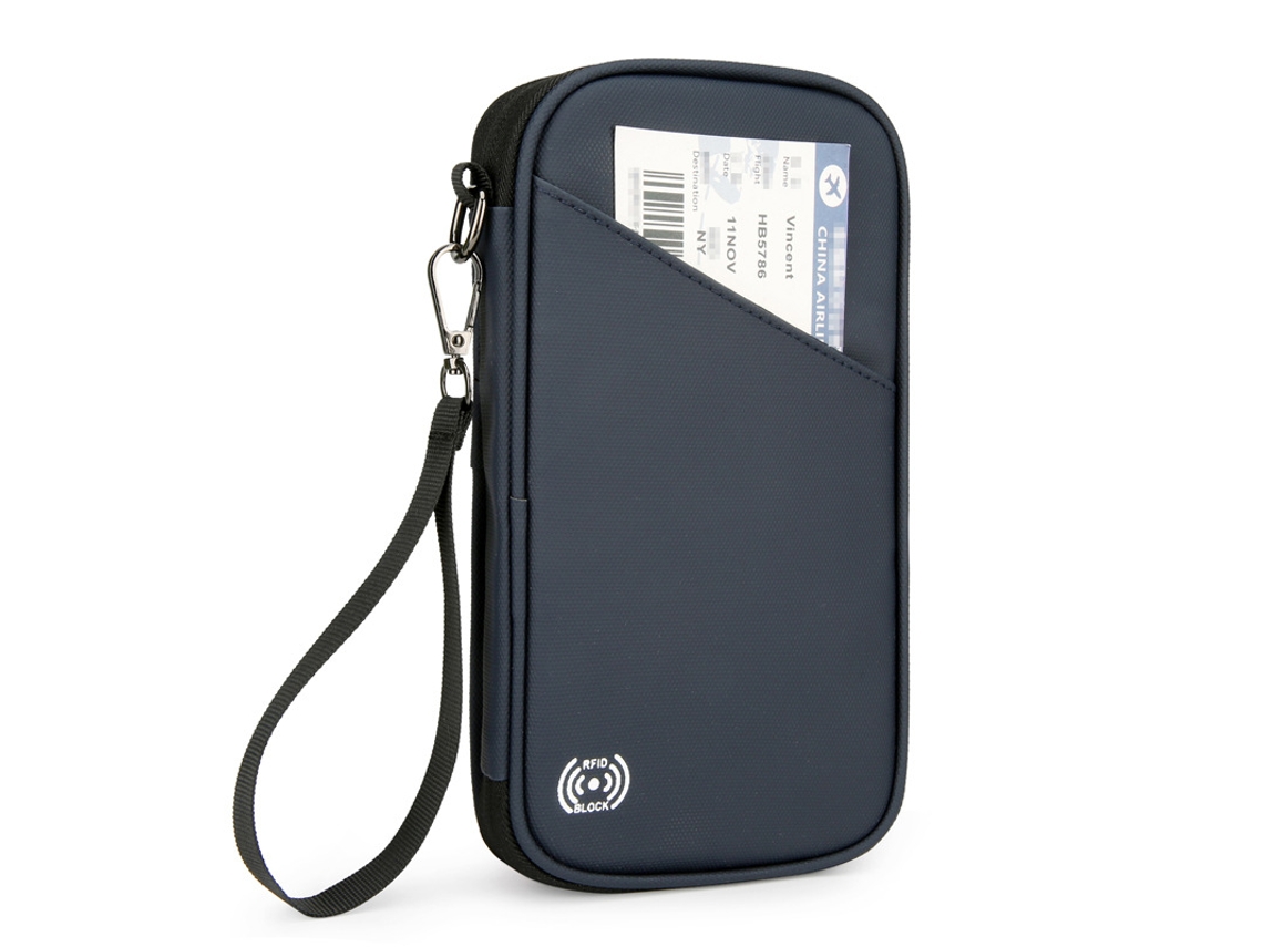 (azul) Bolsa De Mano Para Documentos De Viaje Para Exteriores, Portátil, Con Múltiples Ranuras Para Tarjetas