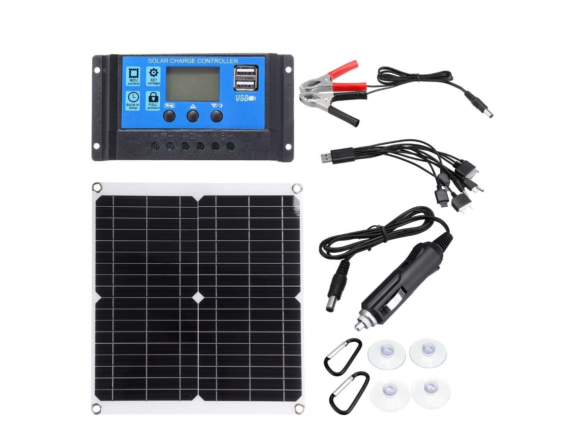 Kit de panel solar para soluciones de energía para exteriores, cargador solar de alta eficiencia con controlador a prueba de agua y algoritmo PWM avanzado, Sis