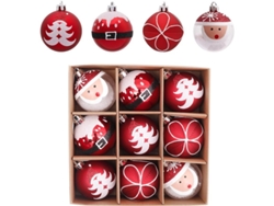 9 Bolas Navideñas Resistentes A Roturas De 6 Cm, Adornos Tradicionales Rojos Y Blancos Para Decorar El Árbol De Navidad.