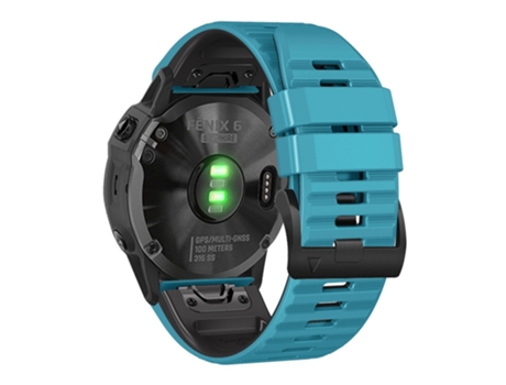 Correa de Silicona rayas horizontales ajustable para Garmin Tactix Delta/Enduro - azul cielo/negro