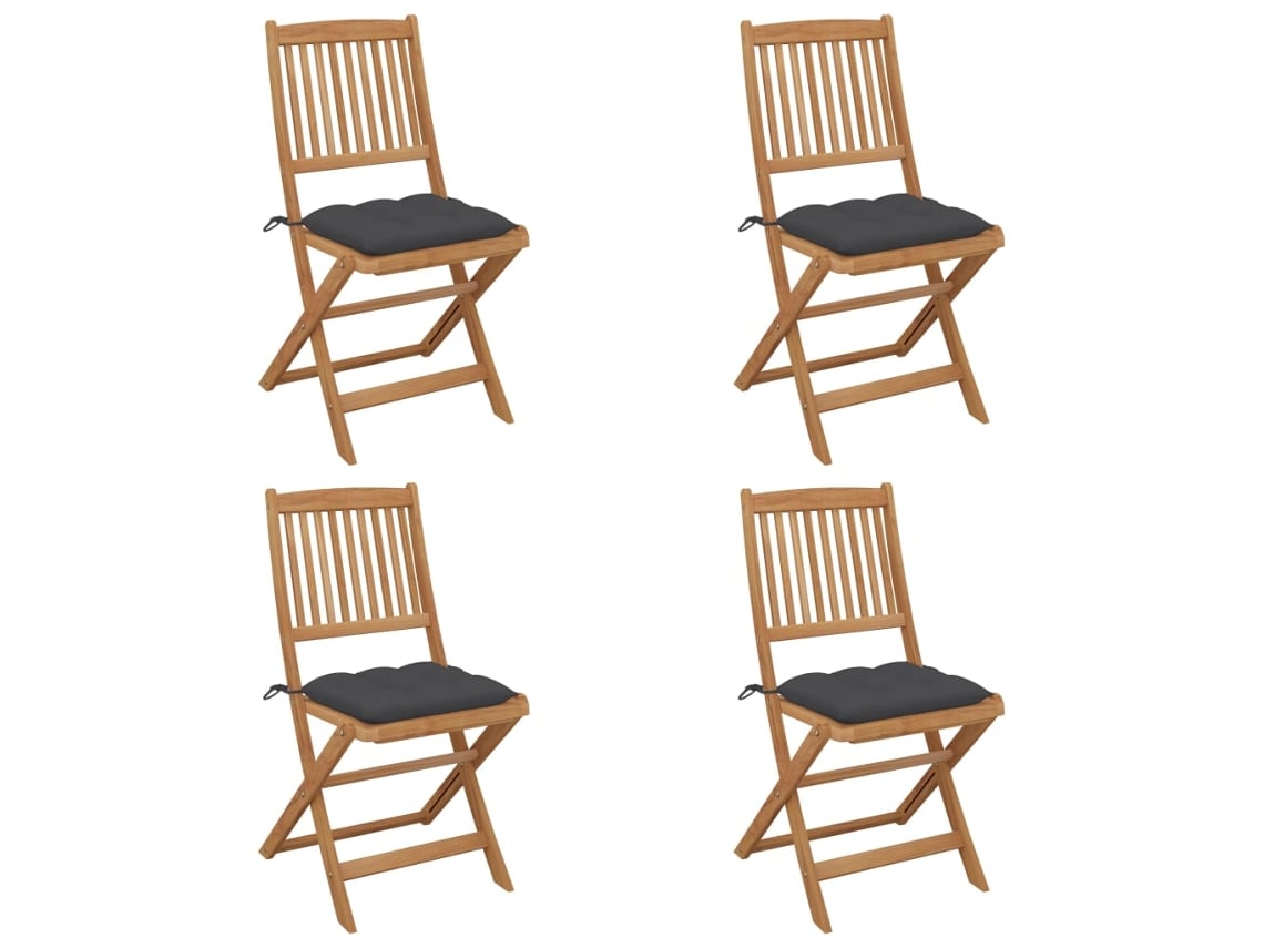 Sillas de jardín plegables de 4 piezas con cojines DKD Home Decor