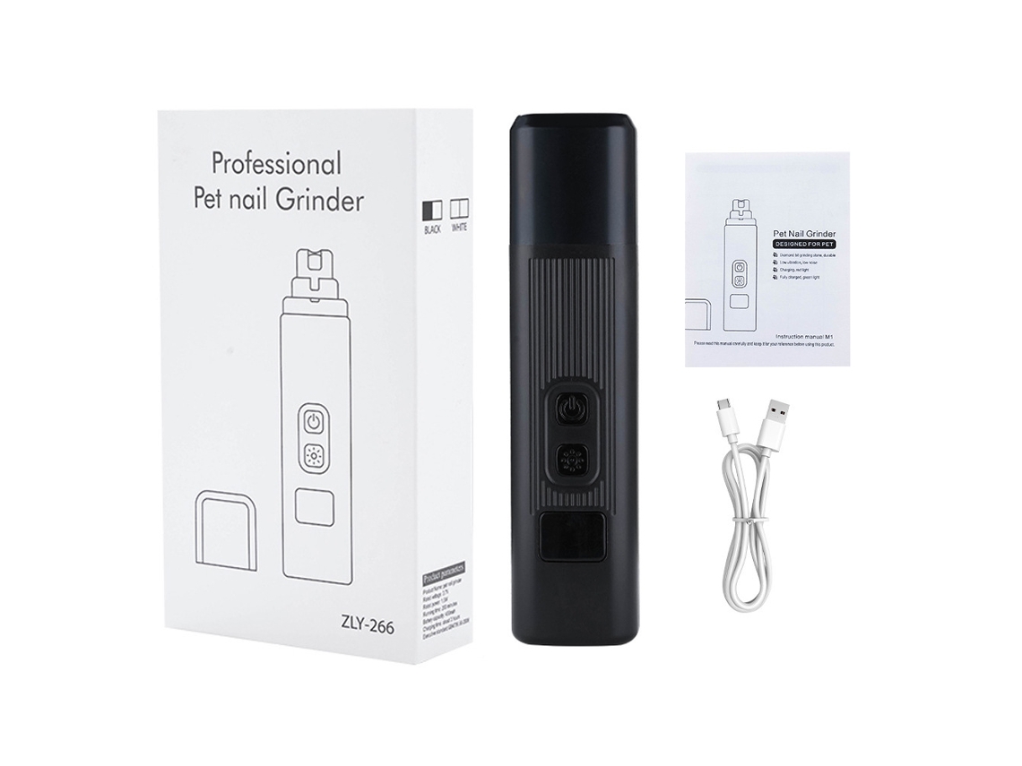 Lima de uñas para mascotas con 2 velocidades, pantalla digital, recargable y con luz. MDUG (negra)