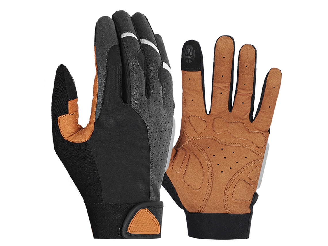 Guantes De Moto Antideslizantes Con Absorción De Impacto De Dedos Completos Táctiles Para Ciclismo Negro Y Amarillo M