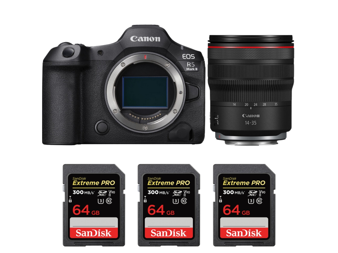Canon Eos R5 Mark Ii + Rf 14-35mm F/4 L Is Usm + 3 Sandisk 64gb Uhs-ii 300mb/s + Ebook “20 Consejos Para Fotos Que Impactan”