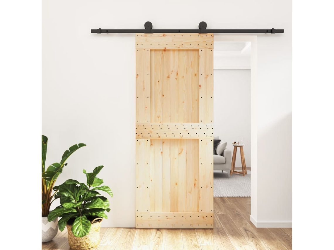 Puerta corredera con herrajes 85x210 cm madera maciza de pino LOVELY HOME