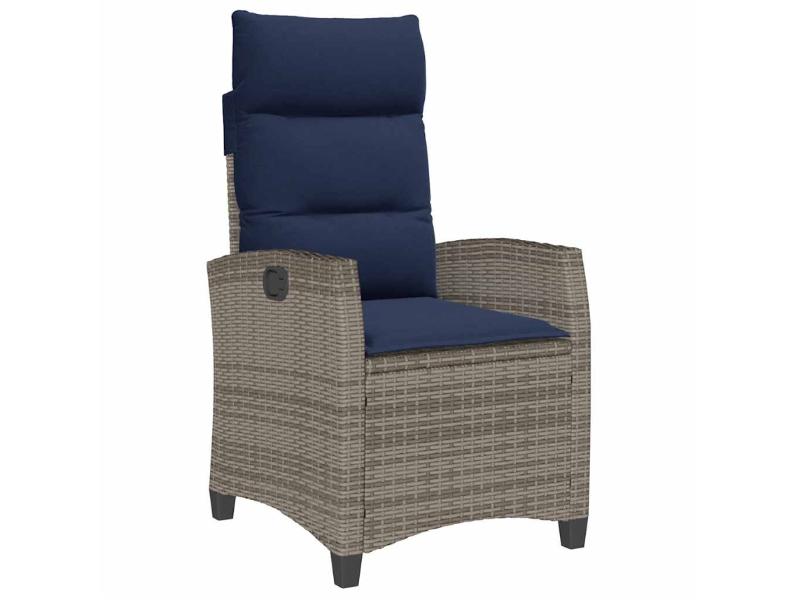 Maison Exclusive - Silla de jardín reclinable con mesa auxiliar de mimbre, patas grises