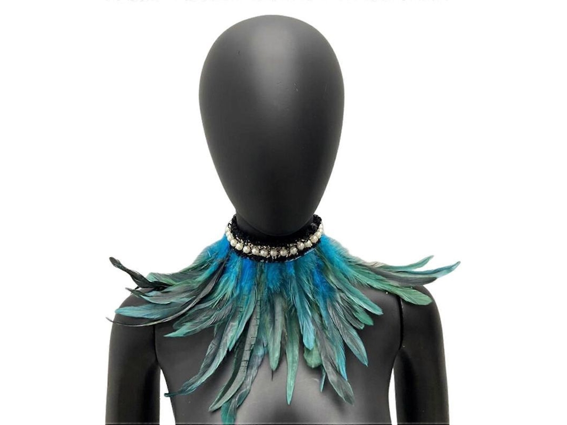 Fasst-bufanda De Plumas Falsas Con Perlas Decorativas Suaves Cierre De Lazos Ajustable Collar Gótico Retro Para Fiesta De Disfraces