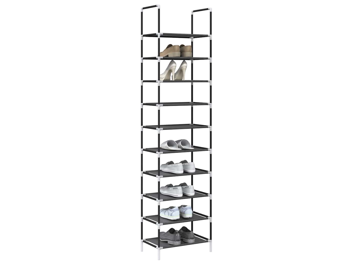 Zapatero | Armario Zapatero 10 Niveles Negro 44x28x180 Cm Tejido No Tejido