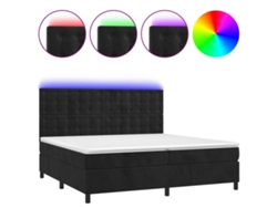 VIDAXL Colchón con somier/LED (Negro - Terciopelo - 200 x 200 cm)