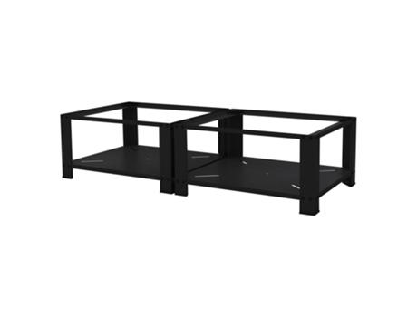 Juego de 2 pedestal para lavadora con estante extensible Acero negro Diseño ML
