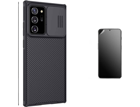 Kit Carcasa Y Protector Samsung Note 20 Ultra Ultimatte Nillkin Camshield Negro