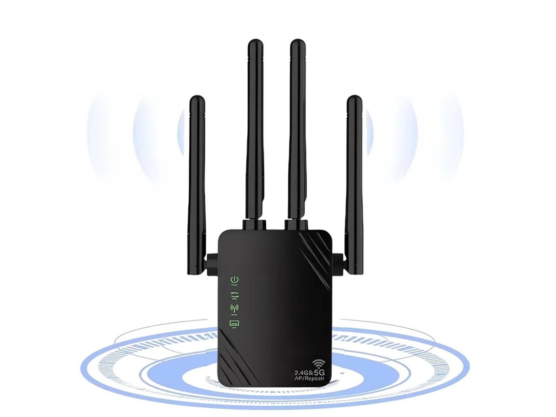 Extensor Wifi Banda Dupla De 1200 Mbps, Conexão Ethernet Yizhood (preto)