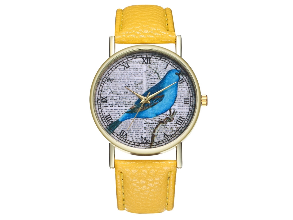 Reloj De Pulsera Analógico De Aleación Con Correa De Cuero, Cuarzo, Estilo Moderno T138-a Amarillo