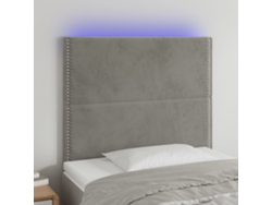 Cabecero Con Luces Led Terciopelo Gris Claro 100x5x118/128 Cm