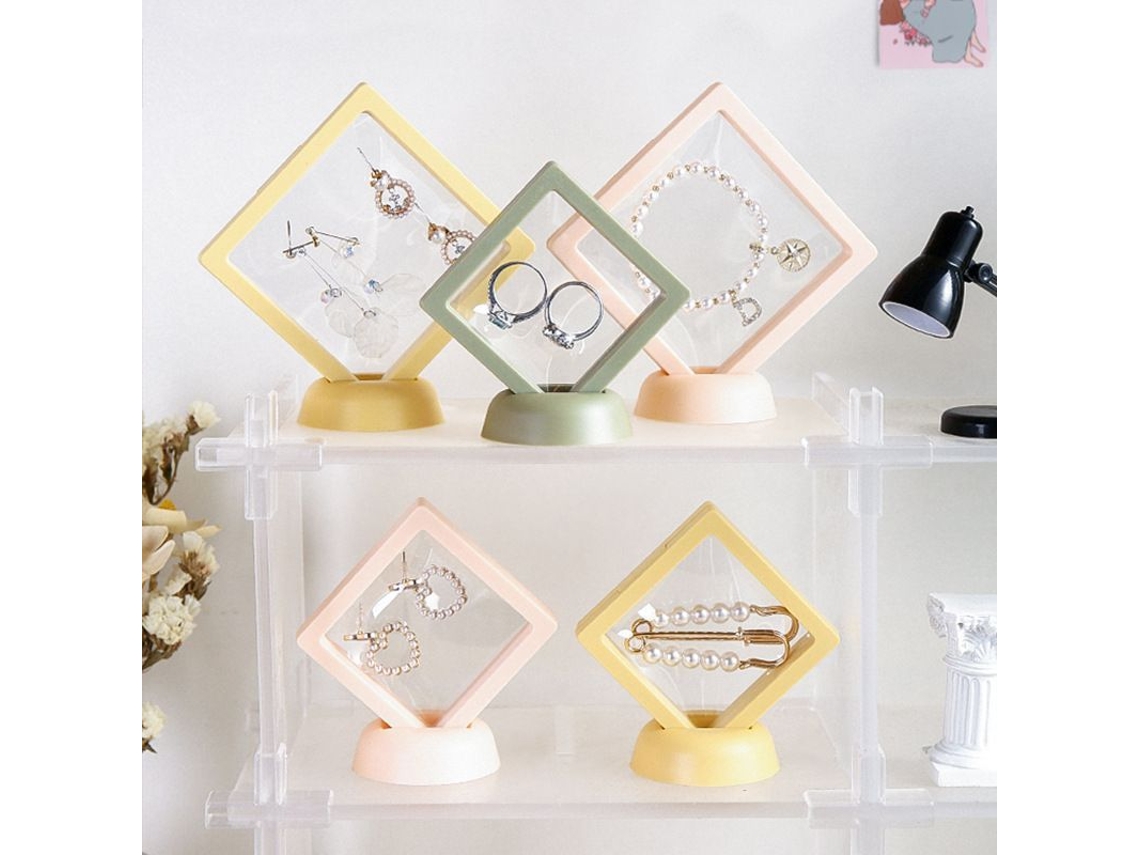 2026-porta Joyas Caja Suspendida De Película Pe Rack Transparente Acrílico Almacenamiento Aretes 11*11 Cm Amarillo