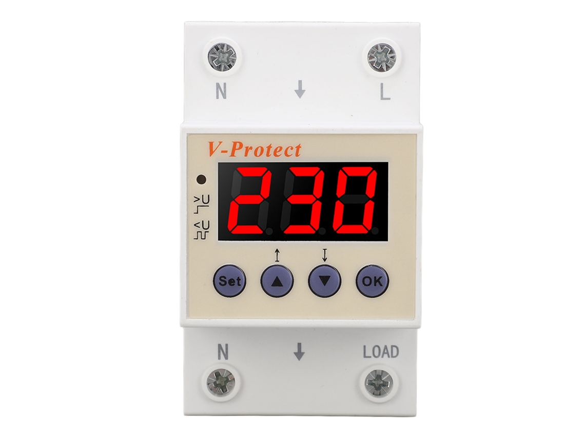 Protector De Sobretensión/subtensión Ajustable Con Reinicio Automático, Ac220v 63a, Con Indicador De Voltaje.