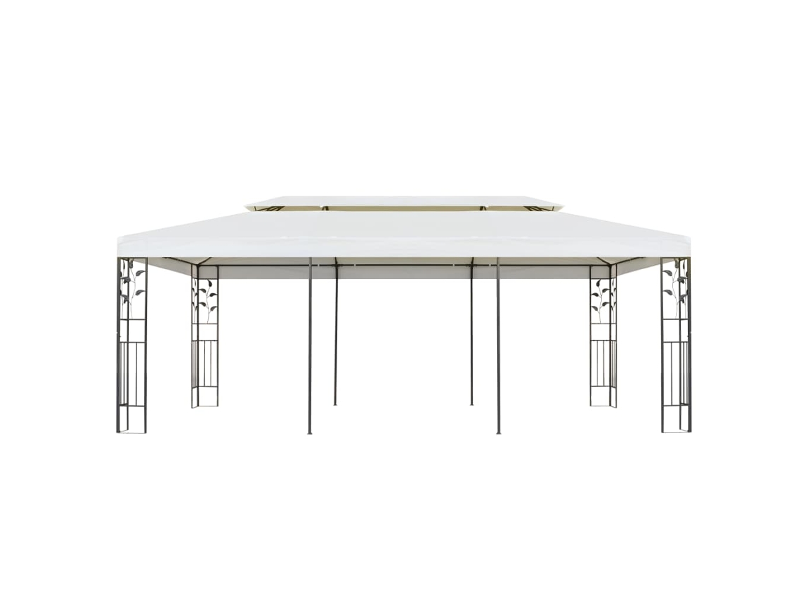 Gazebo con techo doble de 6 x 3 m, acero blanco, WSD288961, Lovely Home