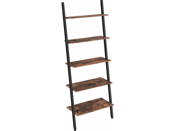 Estante Art Planet 64x34x186cm vasagle de diseño industrial 5 niveles librería pared cocina oficina hierro estable inclinado apoyado contra lls46bx