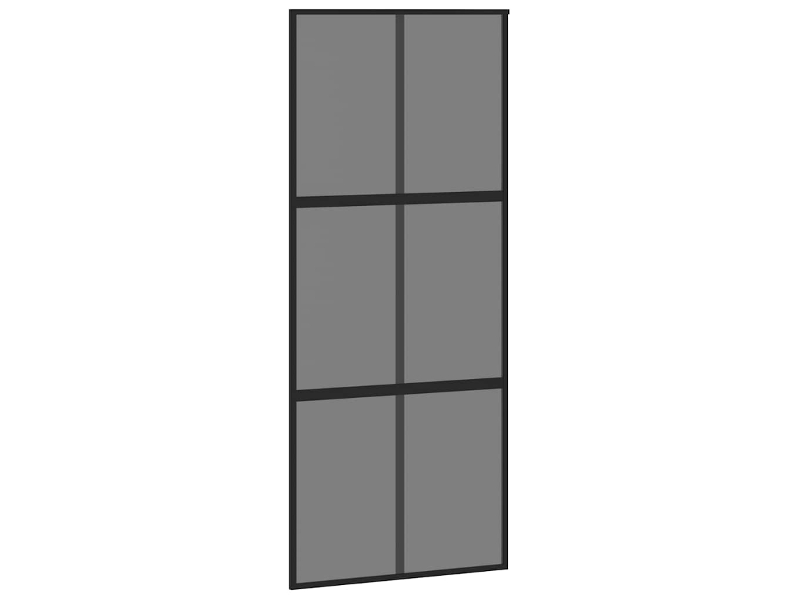 Maison Exclusive - Puerta Corredera Vidrio Templado Y Aluminio Negra 90x205 Cm