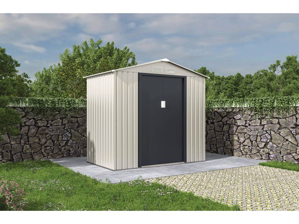 Caseta de Jardín de Metal HABITAT ET JARDIN Metálica "Nebraska" - 4,07 M² - Beige Gris Antracita