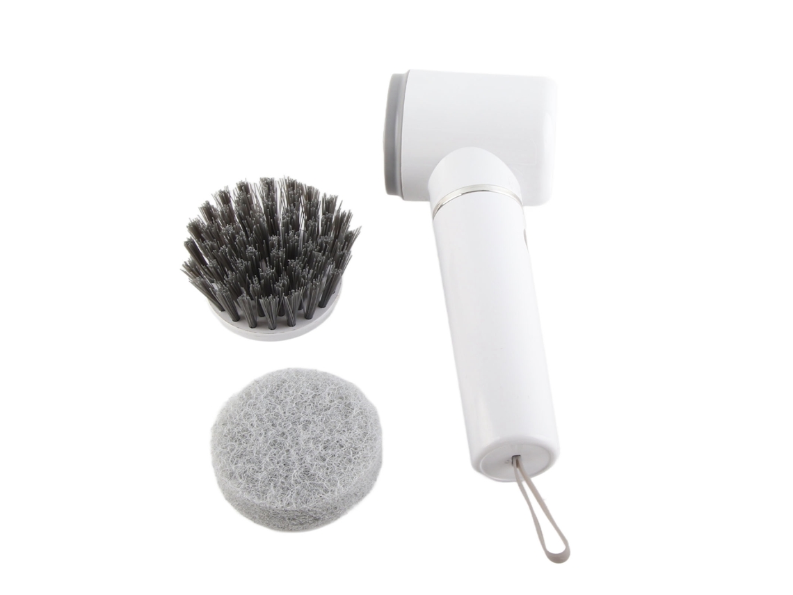 Escova de limpeza elétrica rotativa Rebe-Cleaner para cozinha e banheiro com 2 cabeças de escova.
