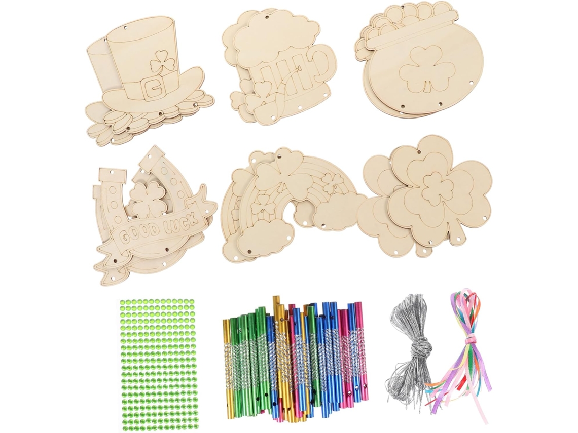 Kit Para Hacer Campanillas De Viento De Madera, Modelo Trébol Con...