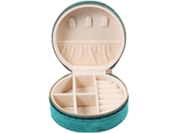 Estuche Viaje Compacto Verde Joyas Cremallera Organizador Pendientes Anillos Collares Práctico Ligero Mujeres