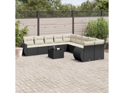 Conjunto de sofás de jardín de 11 piezas DKD Home Decor con cojines de mimbre negros