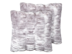 Conjunto De 2 Almofadas Decorativas Beliani Macodes De Pelo Sintético Cinzento 45x45x14