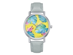 Reloj De Cuarzo Analógico Casual Mujer Hombre Correa Pu Regalo Gris