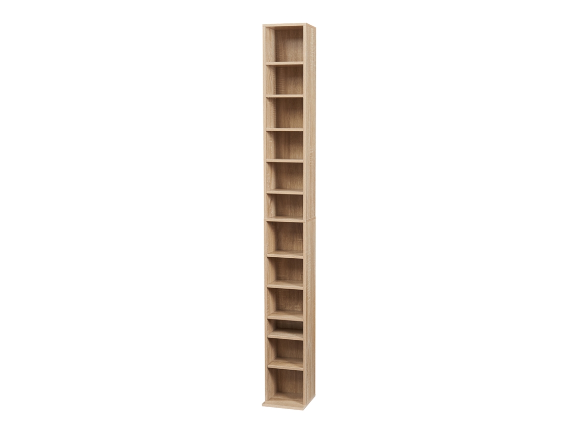 Estantería Tynset para CD, 12 compartimentos, 175 x 20 x 20 cm, roble. [EN.CASA]