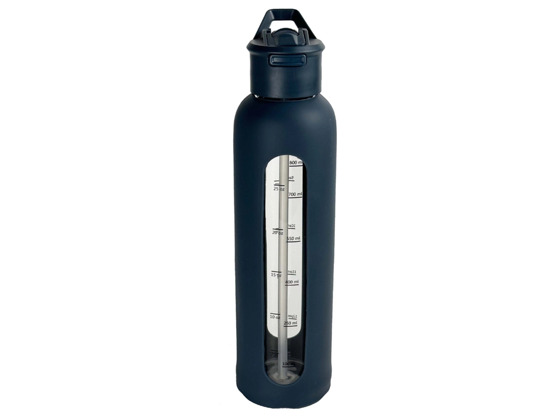Botella De Agua Deportiva Portátil Con Tapa De Ventosa, Gran Capacidad De 700 Ml, Bisagra Con Funda De Silicona Graduada, Vidrio De Un