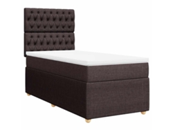 Maison Exclusive - Cama Box Spring Con Colchón Tela Marrón Oscuro 90x190 Cm