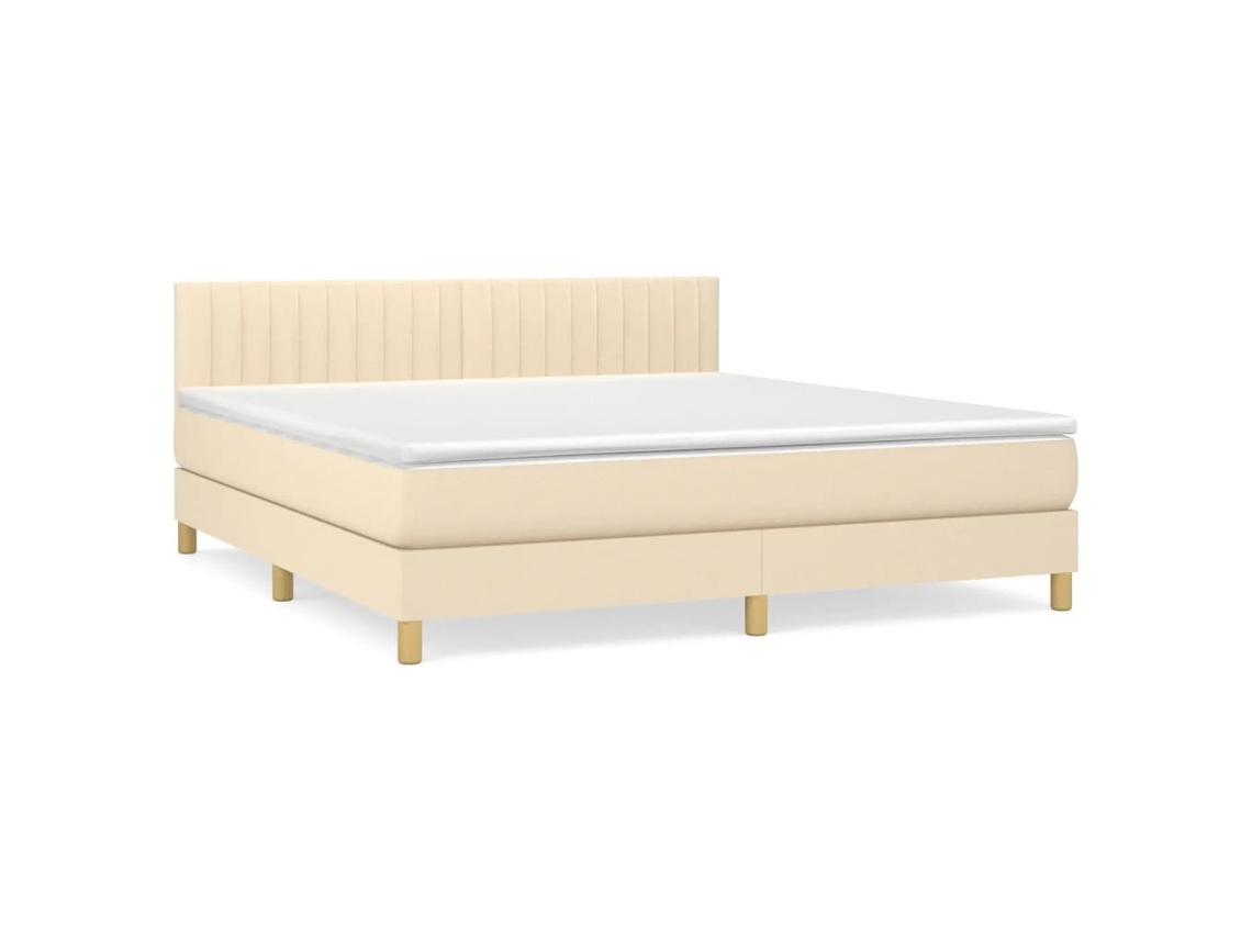 Maison Exclusive - Cama Box Spring Con Colchón Tela Color Crema 160x200 Cm
