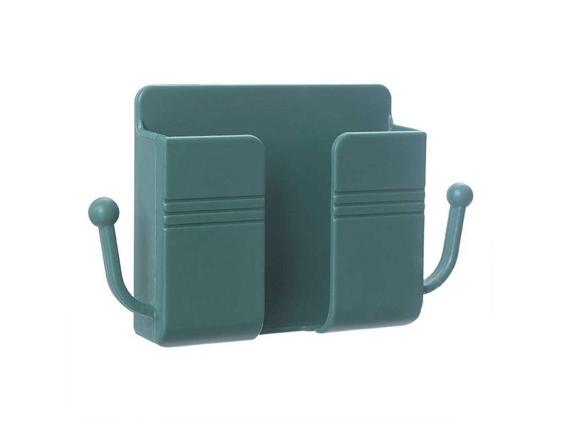Caja De Almacenamiento Mural Adhesiva Multifuncional Para Control Remoto Teléfono Carga Hogar Color Verde