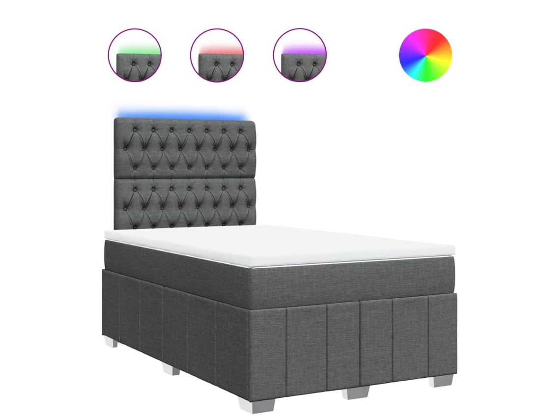 Maison Exclusive - Cama Box Spring Con Colchón Tela Gris Oscuro 120x200 Cm