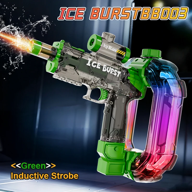 (verde) Pistola De Agua Eléctrica Con Luces Llamativas, Batería De Larga Duración, Perfecta Para La Playa Y Juegos Al Aire Libre.