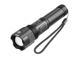 Linterna táctica LED recargable Yizhood XHP50: brillante, alta luminosidad, con zoom, 5 modos, resistente al agua (negra)