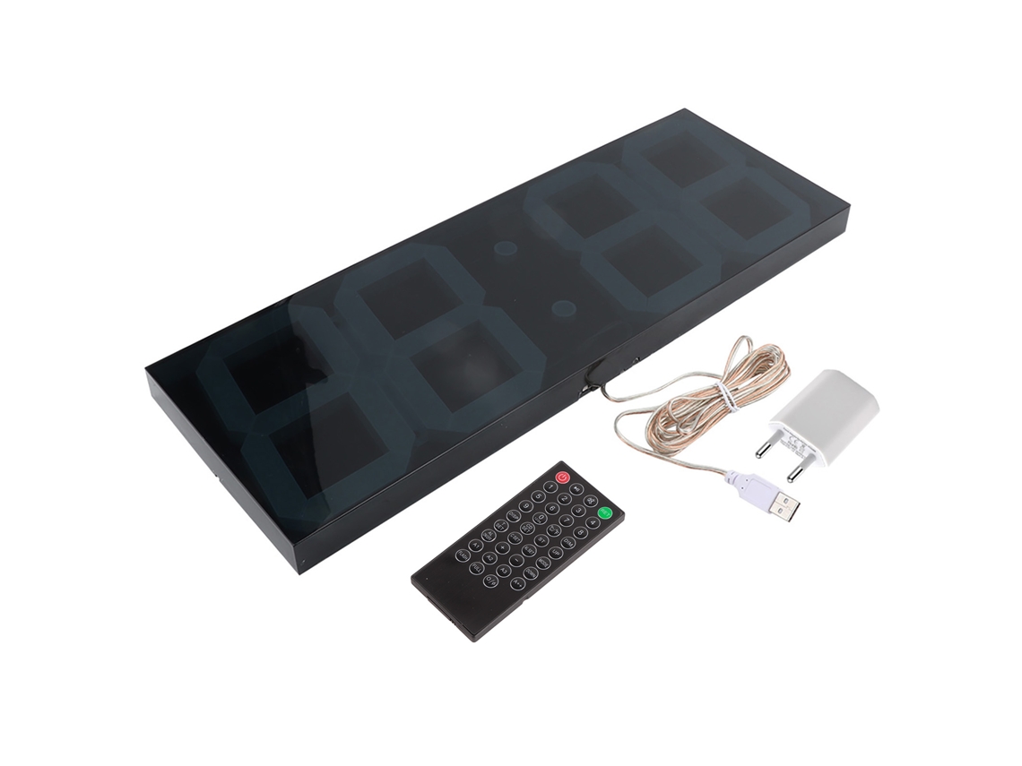 Reloj de pared con dígitos blancos grandes, espejo LED, reloj electrónico para el hogar o espacios públicos, 100-240 V