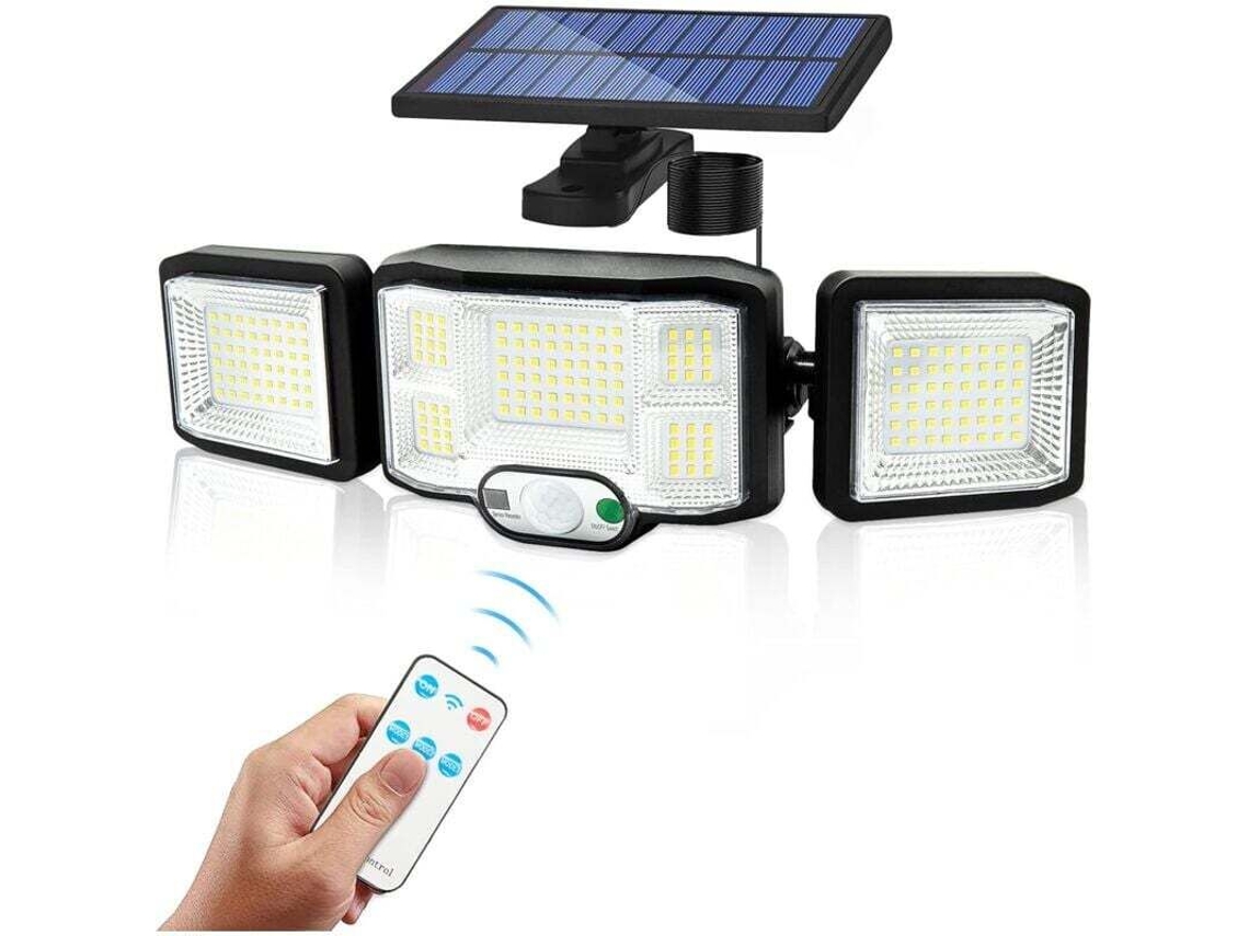 Aplique Solar De Pared Para Exteriores Con Led, 3 Bombillas, 192 Led, Detector
