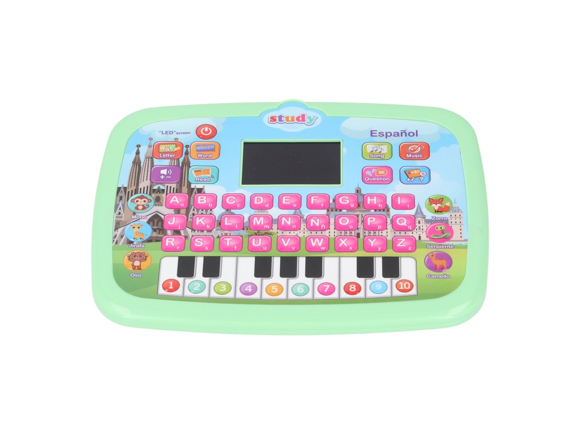 Rebe-tablet Aprendizagem de Espanhol LED para Crianças Pequenas Alfabeto Números Matemática Brinquedo Eletrônico Educativo Verde