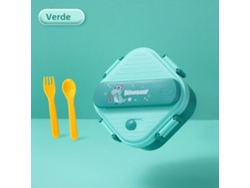 Fiambrera Infantil De Unicornio (verde), Diseño De Tres Compartimentos, A Prueba De Fugas, Apta Para Microondas, Hecha De Plástico