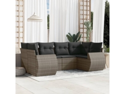 Conjunto de 6 sofás de jardín con cojines en mimbre gris DKD Home Decor