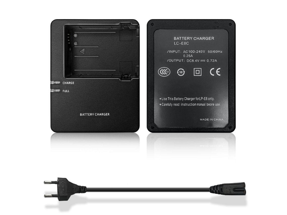 Carregador De Bateria Lc-e8c Para Baterias Lp-e6/lp-e6n Para Câmeras Canon Eos/550d/600d/650d/700d Ohpa Preto